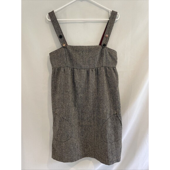 Rip‎ Curl Tweed Overalls Pinafore Babydoll Mini Dress Jumper Tweed Y2K Surfer L - Picture 2 of 11